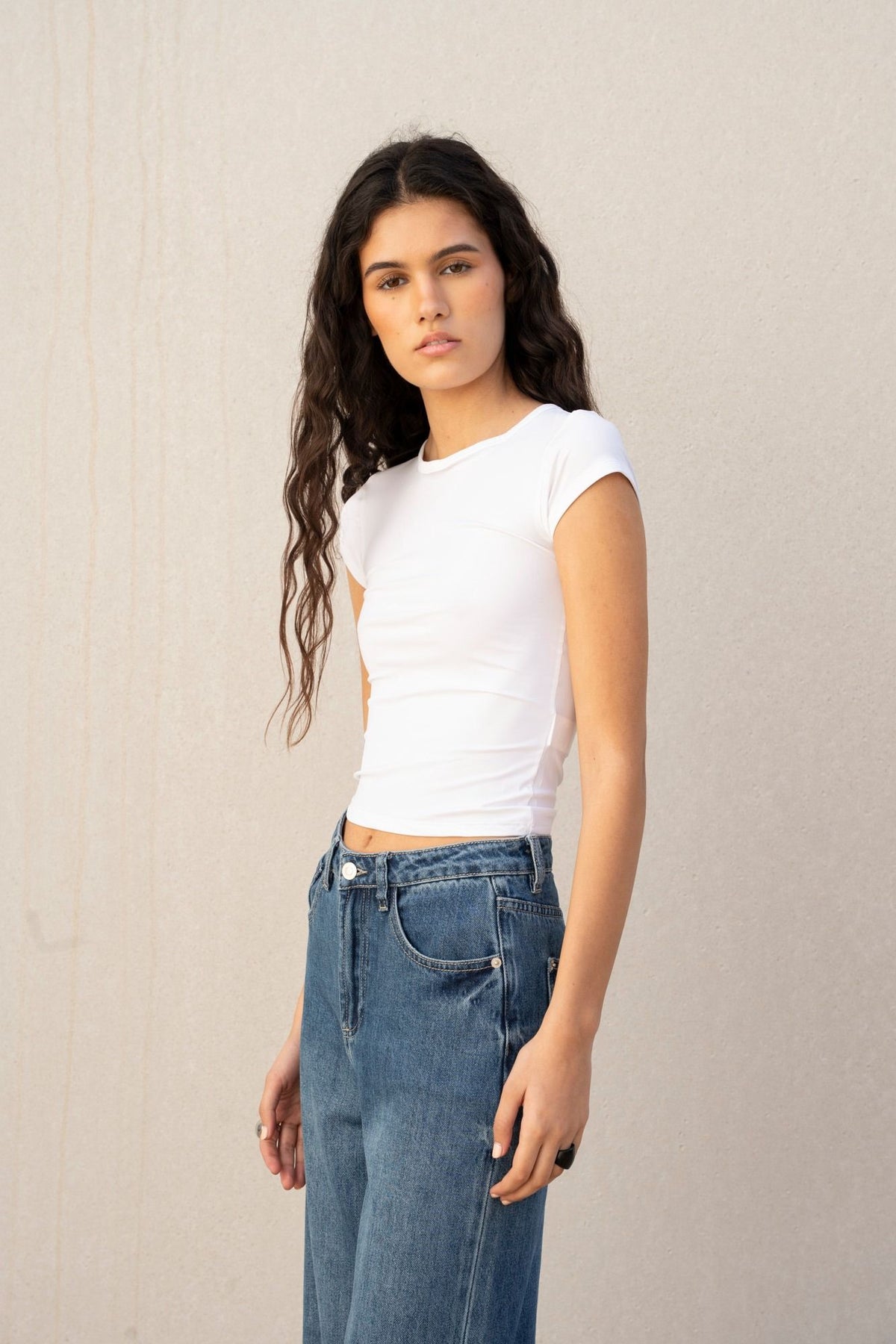 JEANS TURN UP WIDE LEG