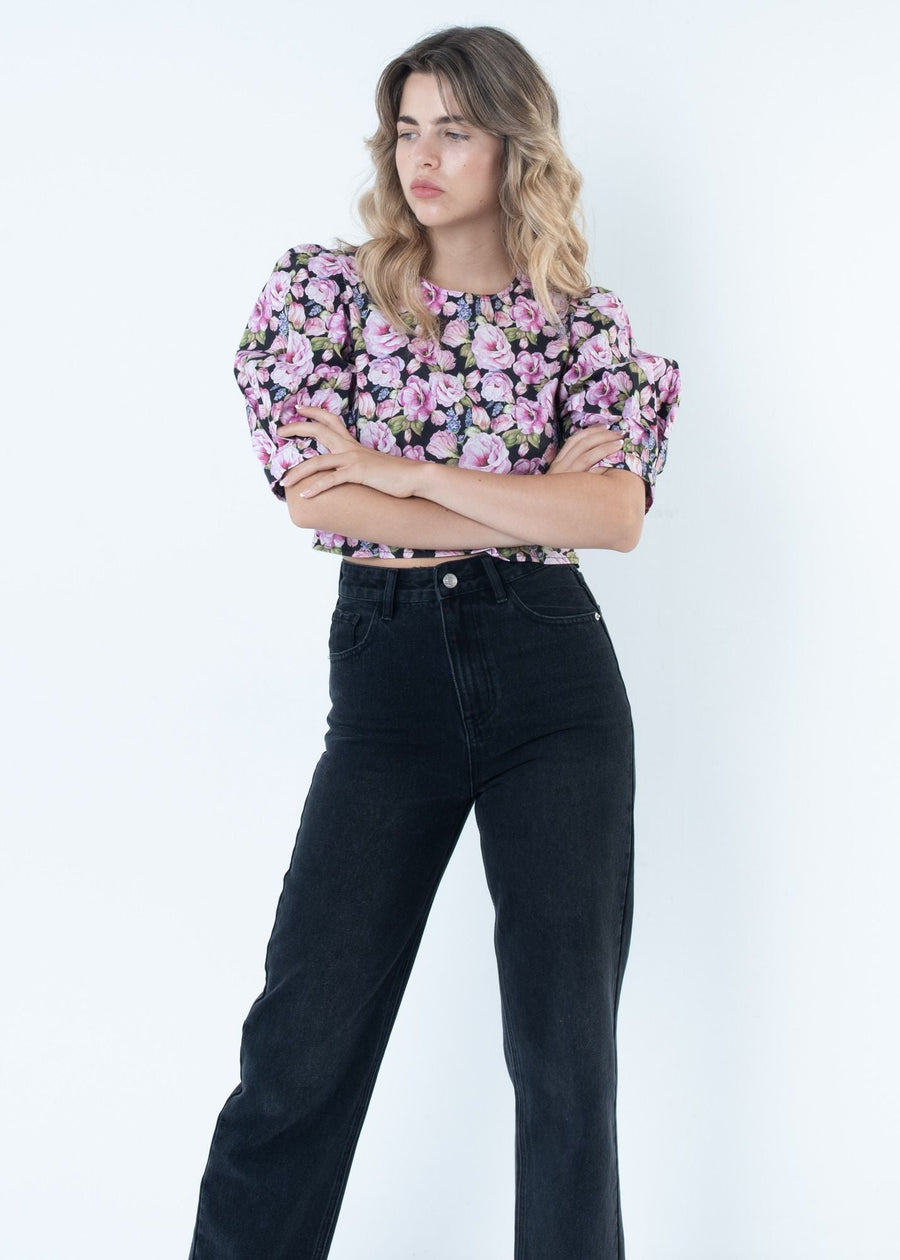 BLUSA FLORES ABOTONADA ESPALDA