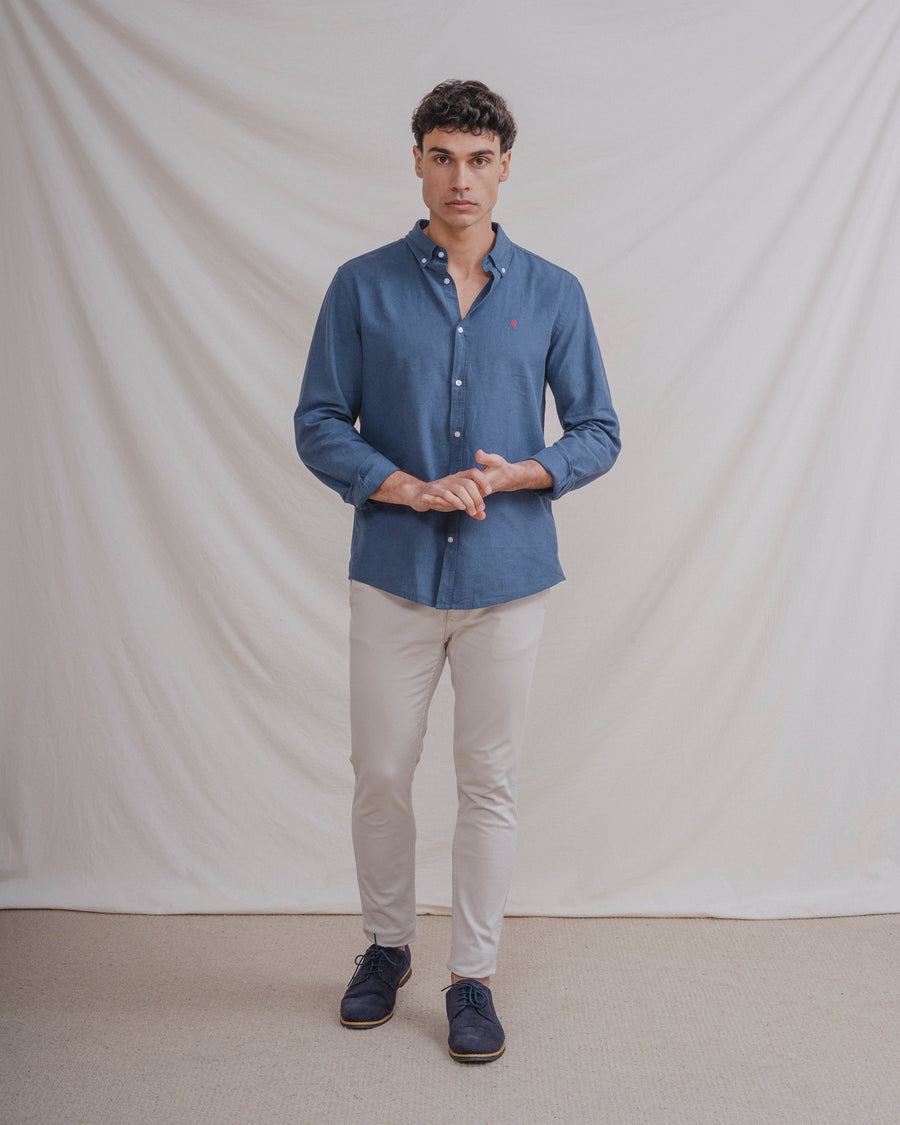 CAMISA CON LINO AZUL