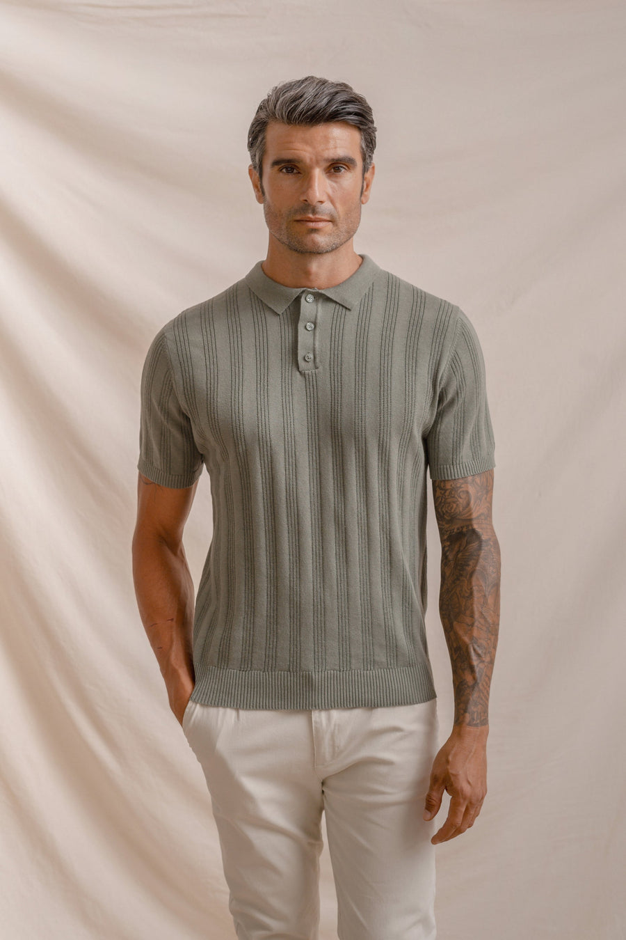 POLO TRICOT RAYA CALADA VERDE