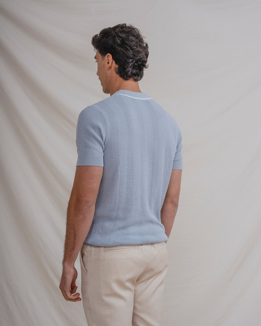POLO TRICOT CELESTE