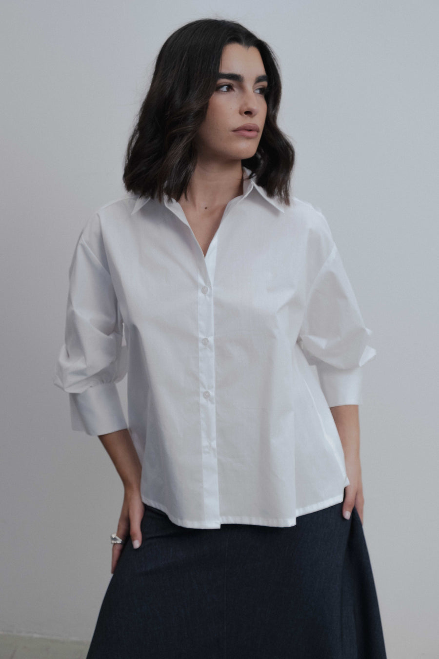 CAMISA MANGA ABULLONADA