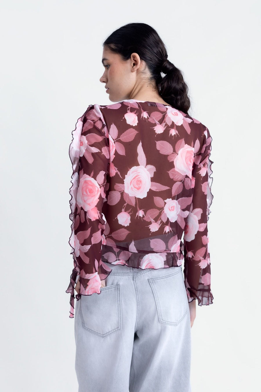 BLUSA VOLANTES ESTAMPADA