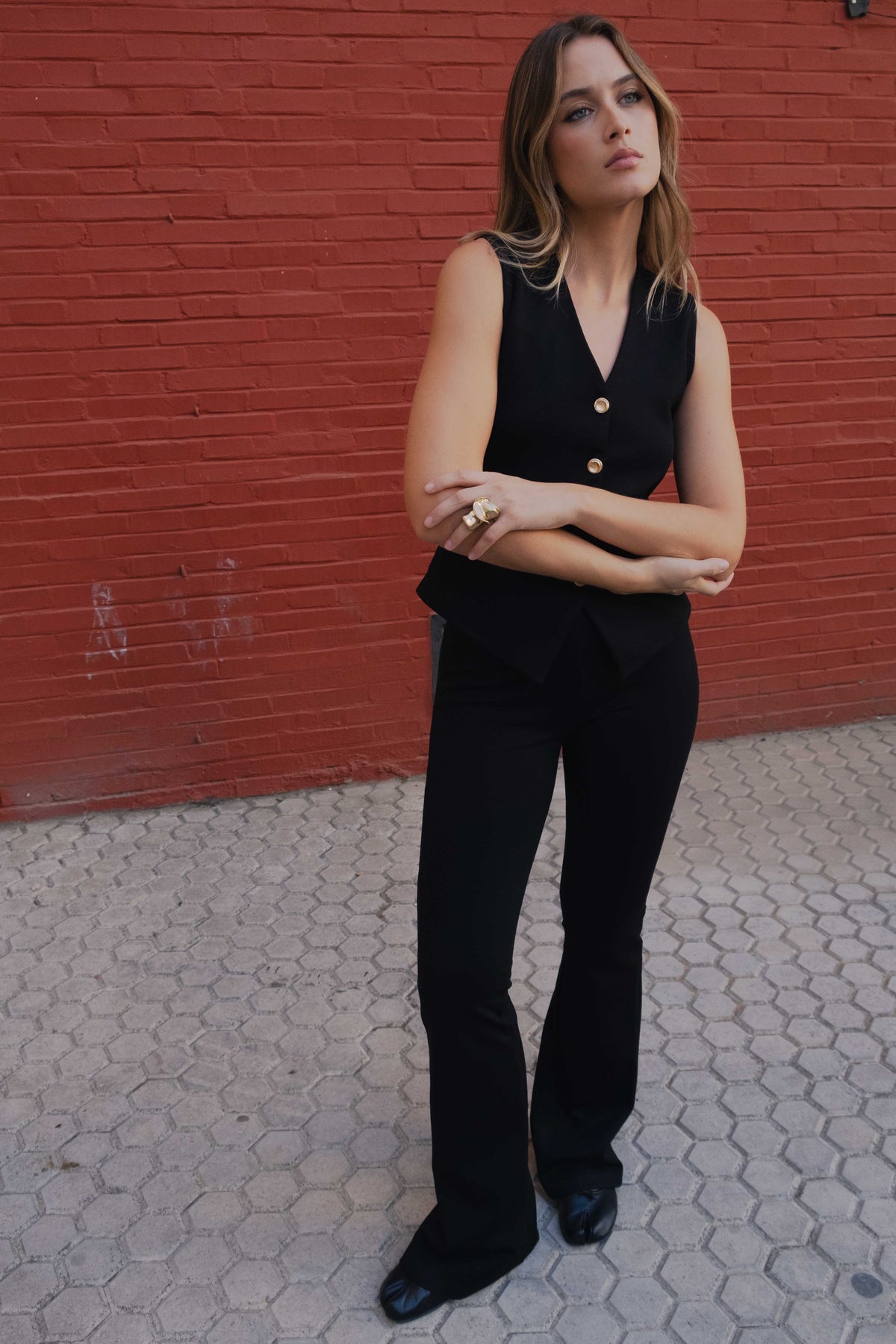 PANTALON PUNTO TEXTURA FLARE