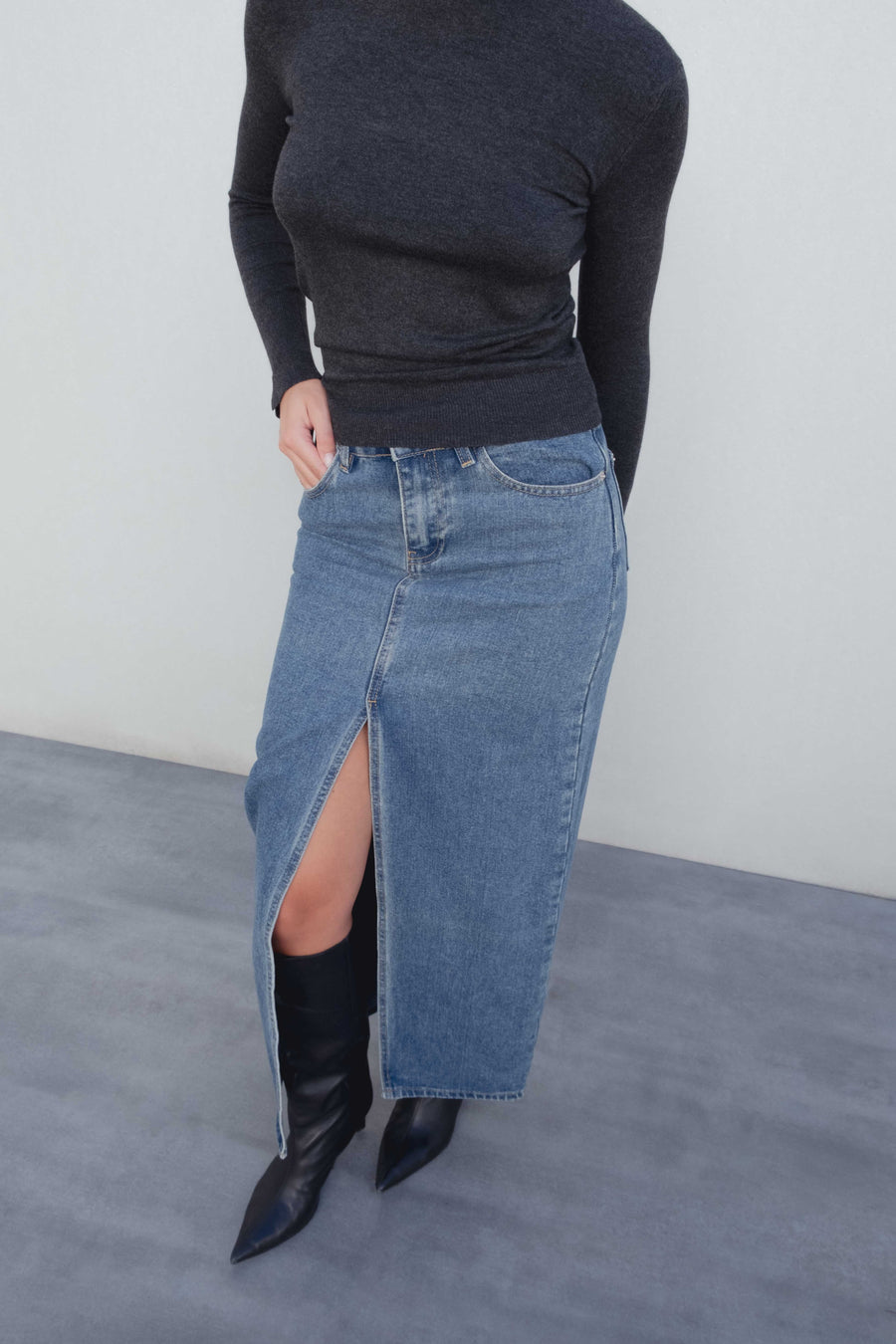 FALDA LARGA DENIM ABERTURA