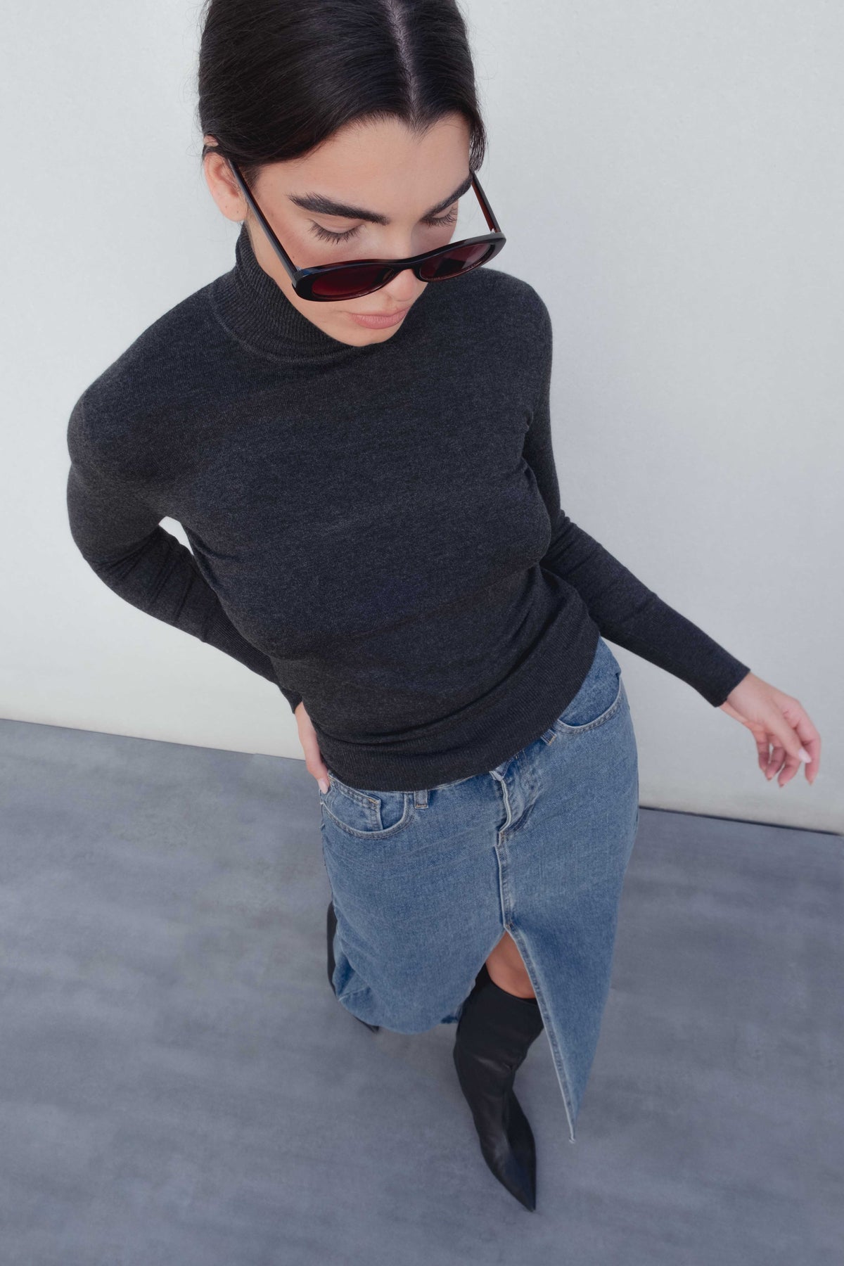 FALDA LARGA DENIM ABERTURA